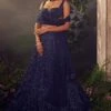 Midnight Blue Tulle Lehenga -Lillys Clothing Shop AA09 08 2310440