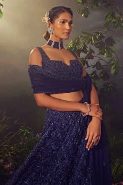 Midnight Blue Tulle Lehenga -Lillys Clothing Shop AA09 08 2310461