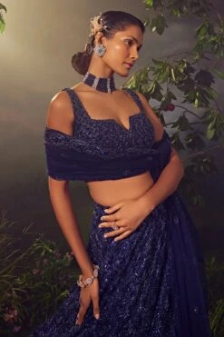 Midnight Blue Tulle Lehenga -Lillys Clothing Shop AA09 08 2310467