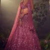 Metallic Cashmere Rose Tulle Lehenga