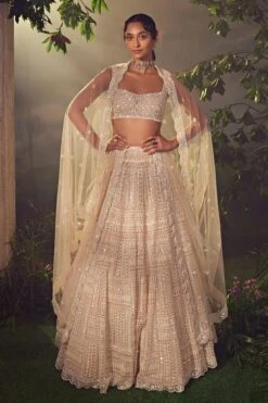 Blush Ivory Tulle Lehenga