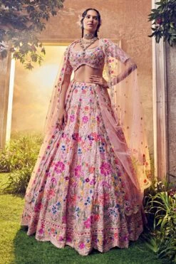 Salmon Pink Organza Lehenga