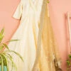 Ivory Anarkali With Gold Sequence Dupatta