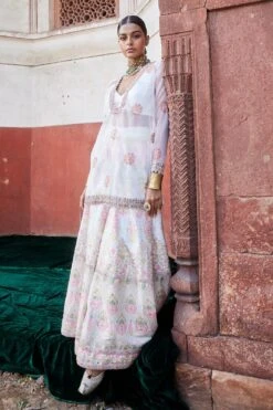 Ivory Woven Vintage Pattern Sharara Kurta Set