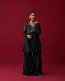 Green Nature’s Bounty Anarkali And Sharara Set