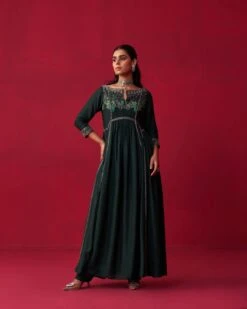 Green Nature’s Bounty Long Kurta And Pant Set