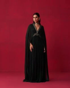 Glitch Gold Blue Georgette Kaftan