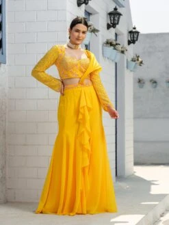 Catherine Yellow Mermaid Drape Saree