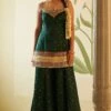Green Satin Sharara Set -Lillys Clothing Shop AMN4942