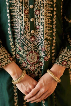 Green Chanderi Silk Choga Set -Lillys Clothing Shop AMN4971