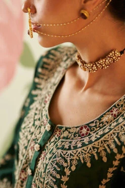 Green Chanderi Silk Choga Set -Lillys Clothing Shop AMN4976copy