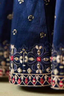 Mid Night Blue Satin Silk Sharara Set -Lillys Clothing Shop AMN4997