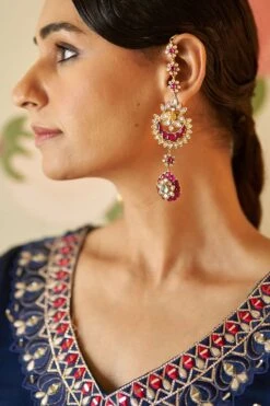 Mid Night Blue Satin Silk Sharara Set -Lillys Clothing Shop AMN5002