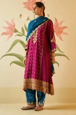 Wine Chanderi Silk Choga Set -Lillys Clothing Shop AMN5081