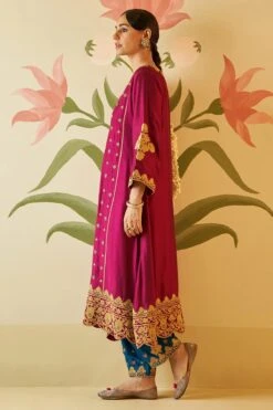 Wine Chanderi Silk Choga Set -Lillys Clothing Shop AMN5100