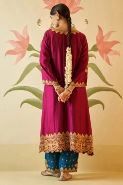 Wine Chanderi Silk Choga Set -Lillys Clothing Shop AMN5102