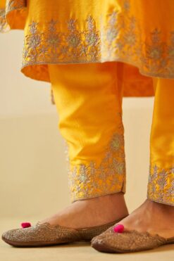 Yellow Chanderi Silk Choga Set -Lillys Clothing Shop AMN5137
