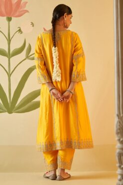 Yellow Chanderi Silk Choga Set -Lillys Clothing Shop AMN5151