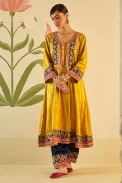 Mustard Satin Choga Set -Lillys Clothing Shop AMN5243