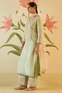 Mint Green Tissue Kurta Set -Lillys Clothing Shop AMN5275