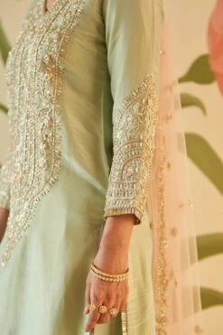 Mint Green Tissue Kurta Set -Lillys Clothing Shop AMN5276