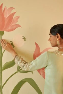 Mint Green Tissue Kurta Set -Lillys Clothing Shop AMN5291