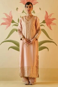 Peach Tissue Kurta Set