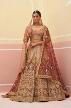 Onion Pink Organza Lehnga Set