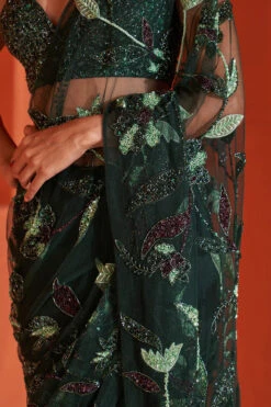 Hunter Green Net Saree -Lillys Clothing Shop ANG8426 720x 48a52a01 3259 4258 846b c790acbd6b79