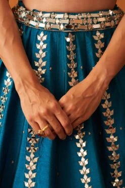 Peacock Blue Raw Silk Lehnga Set -Lillys Clothing Shop ANG8746