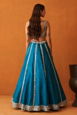 Peacock Blue Raw Silk Lehnga Set -Lillys Clothing Shop ANG8754