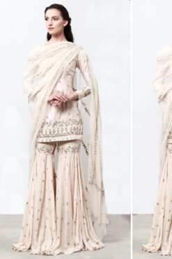 Cream Kurta With Garara