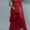 Red Ruffle Drape Saree