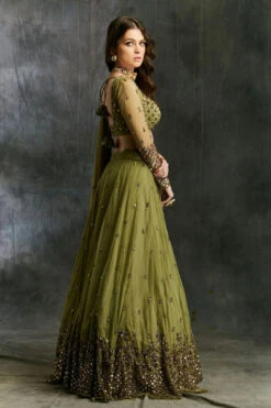 Olive Green Lehenga With Dupatta And Belt -Lillys Clothing Shop ANSC201933 3