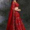 Red Floral Jaal Zari Lehenga -Lillys Clothing Shop ANSC201941 1