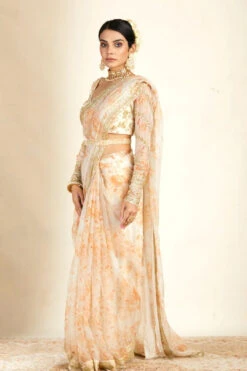 Off White Organza Saree With Organza Embellished Blouse -Lillys Clothing Shop ANSC21025 2