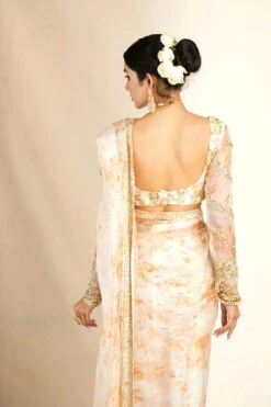 Off White Organza Saree With Organza Embellished Blouse -Lillys Clothing Shop ANSC21025 5