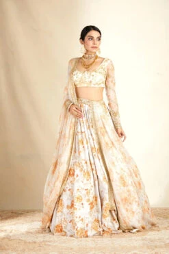 Ivory Floral Printed Lehenga