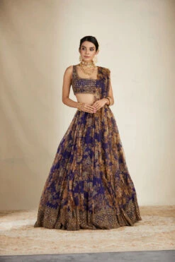 Purple Floral Printed Lehenga