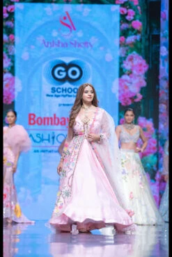 The Flamingo Forest Gardenia Anarkali In Blush Pink