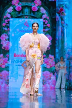 Ruffled Gardenia Gown In Blush Pink