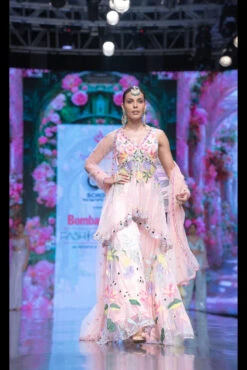 The Gardenia Short Anarkali With Falred Pants In Blush Pink