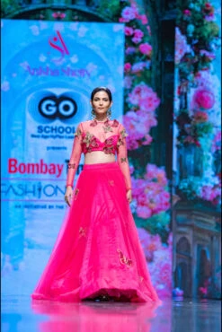 The Butterfly Effect Lehenga In Fiery Pink
