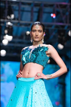The Dawn Lehenga And Metalic Feather Sequence Crop Top Set In Teal Blue -Lillys Clothing Shop ASBT16 4 1024x1024 f10832b1 8116 41bb b481 24e5bb5c33a9