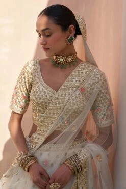 Ivory Double Dupatta Lehenga Set -Lillys Clothing Shop ASL6457
