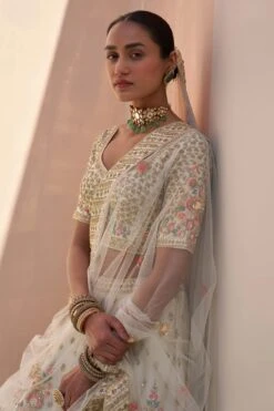 Ivory Double Dupatta Lehenga Set -Lillys Clothing Shop ASL6458