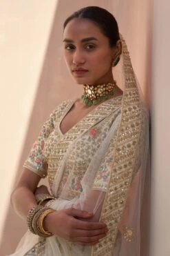 Ivory Double Dupatta Lehenga Set -Lillys Clothing Shop ASL6460