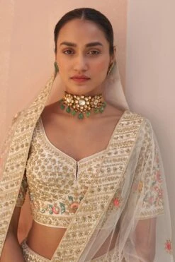 Ivory Double Dupatta Lehenga Set -Lillys Clothing Shop ASL6469