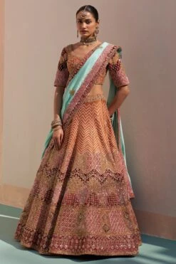 Rust Double Dupatta Lehenga Set
