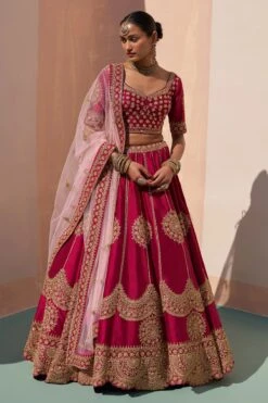 Wine Double Dupatta Lehenga Set -Lillys Clothing Shop ASL6599
